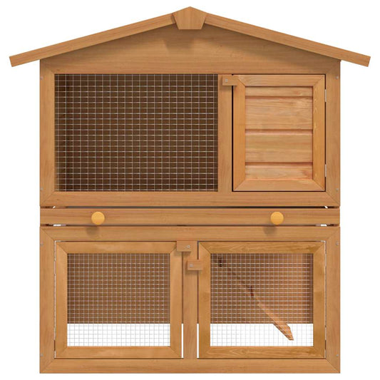 Rabbit Hutch | Brown | Solid pine wood | Large | Rabbit Hutch