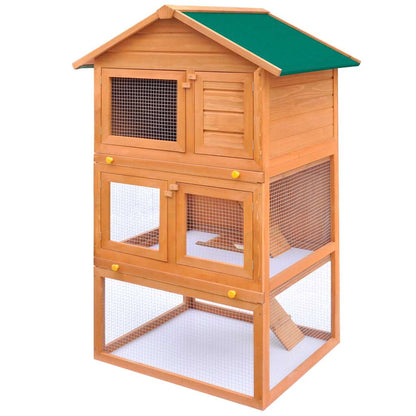 170161 vidaXL Outdoor Rabbit Hutch Small Animal House Pet Cage 3 Layers Wood