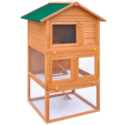170161 vidaXL Outdoor Rabbit Hutch Small Animal House Pet Cage 3 Layers Wood