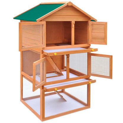 170161 vidaXL Outdoor Rabbit Hutch Small Animal House Pet Cage 3 Layers Wood