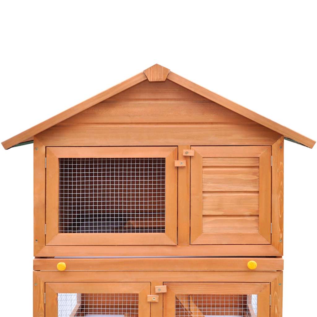170161 vidaXL Outdoor Rabbit Hutch Small Animal House Pet Cage 3 Layers Wood