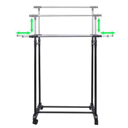 Clothes Rack | Black and Silver | Stainless Steel, PP Plastic