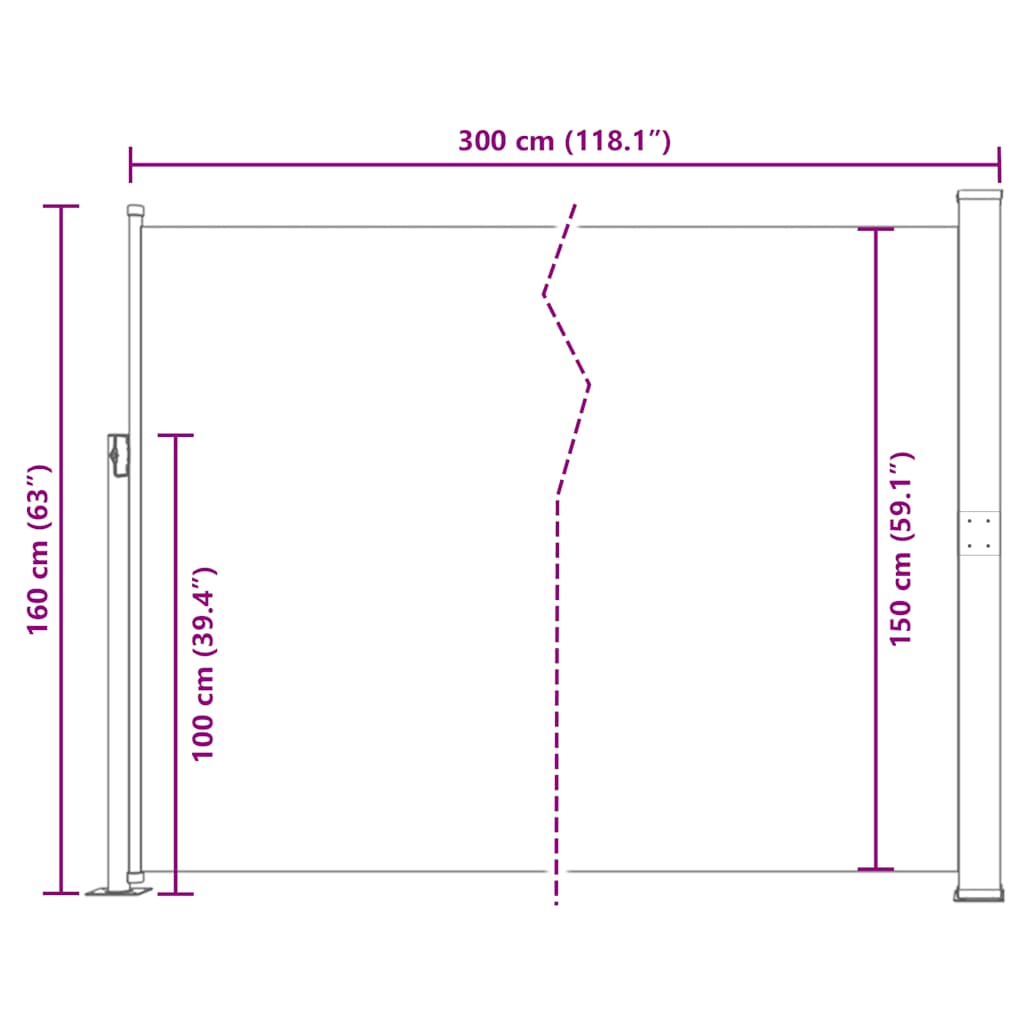 Patio Terrace Side Awning 160 x 300 cm Red