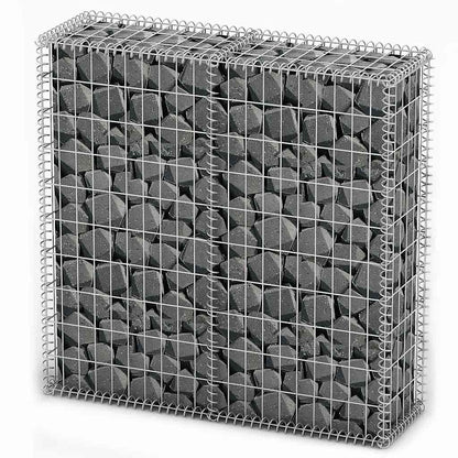 Gabion Basket with Lids Galvanised Wire 100 x 100 x 30 cm