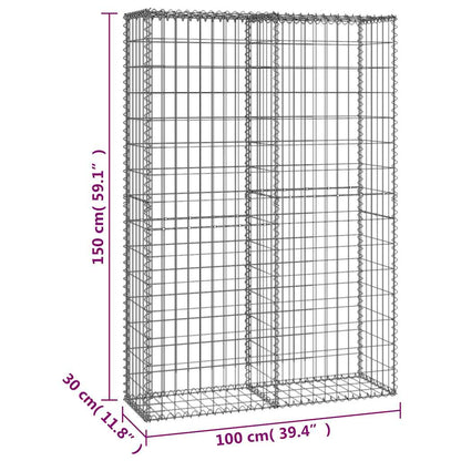 Gabion Basket with Lids Galvanised Wire 150 x 100 x 30 cm