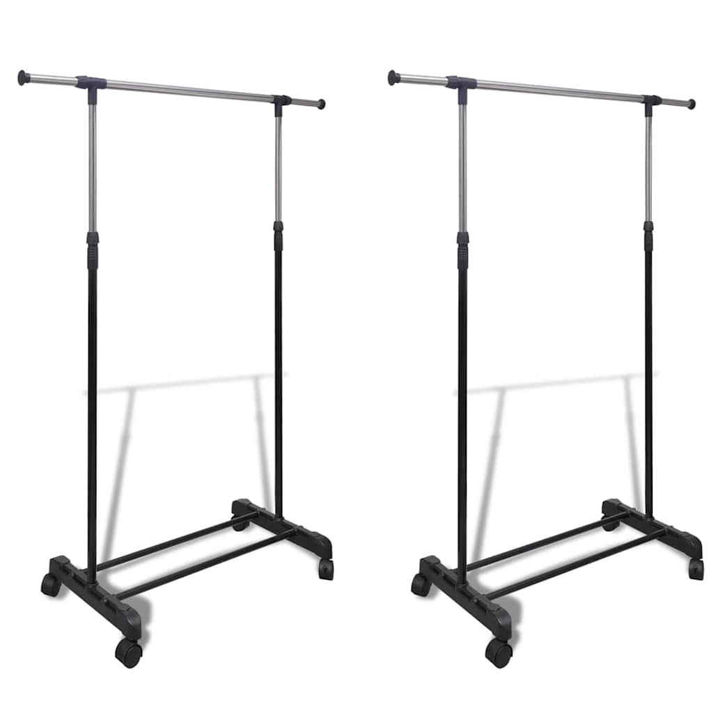 Clothes Rack | Set of 2 | Black, Silver | Stainless steel, PP plastic