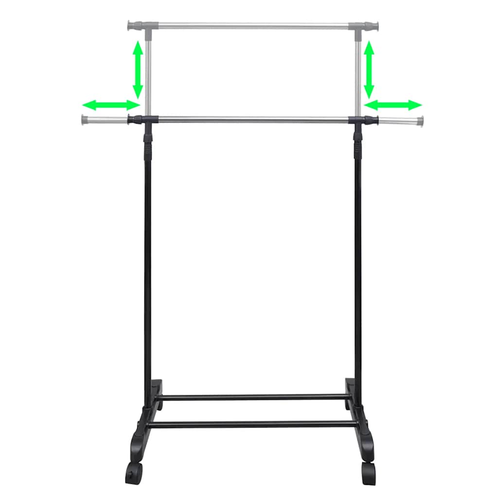 Clothes Rack | Set of 2 | Black, Silver | Stainless steel, PP plastic