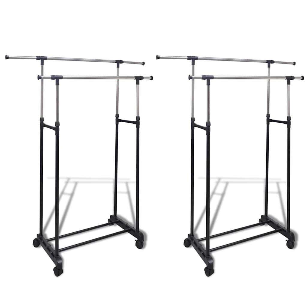 Clothes Rack | Set of 2 | Black, Silver | Stainless Steel, PP Plastic
