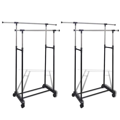 Clothes Rack | Set of 2 | Black, Silver | Stainless Steel, PP Plastic