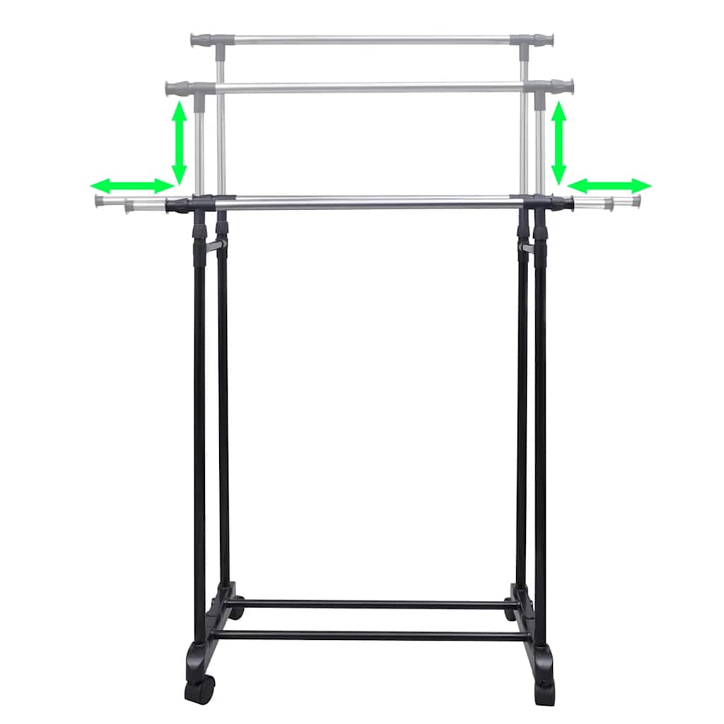 Clothes Rack | Set of 2 | Black, Silver | Stainless Steel, PP Plastic