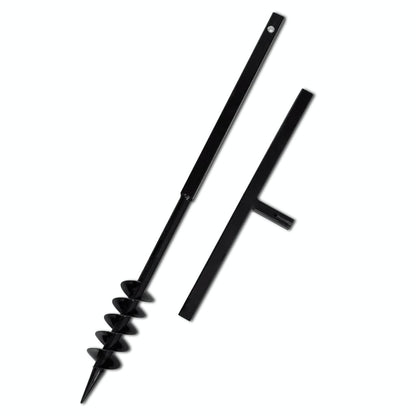 Ground Drill with Handle Auger Bit 80 mm Double Spirals Steel Black for easy hole digging without mess, ideal for planting and aerating soil.