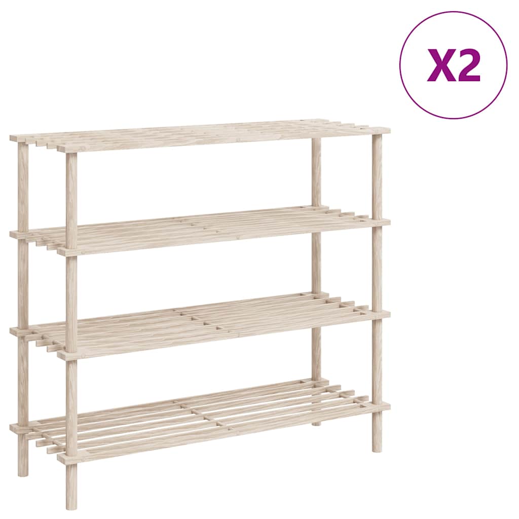 4-Tier Shoe Racks 2 pcs Solid Fir Wood