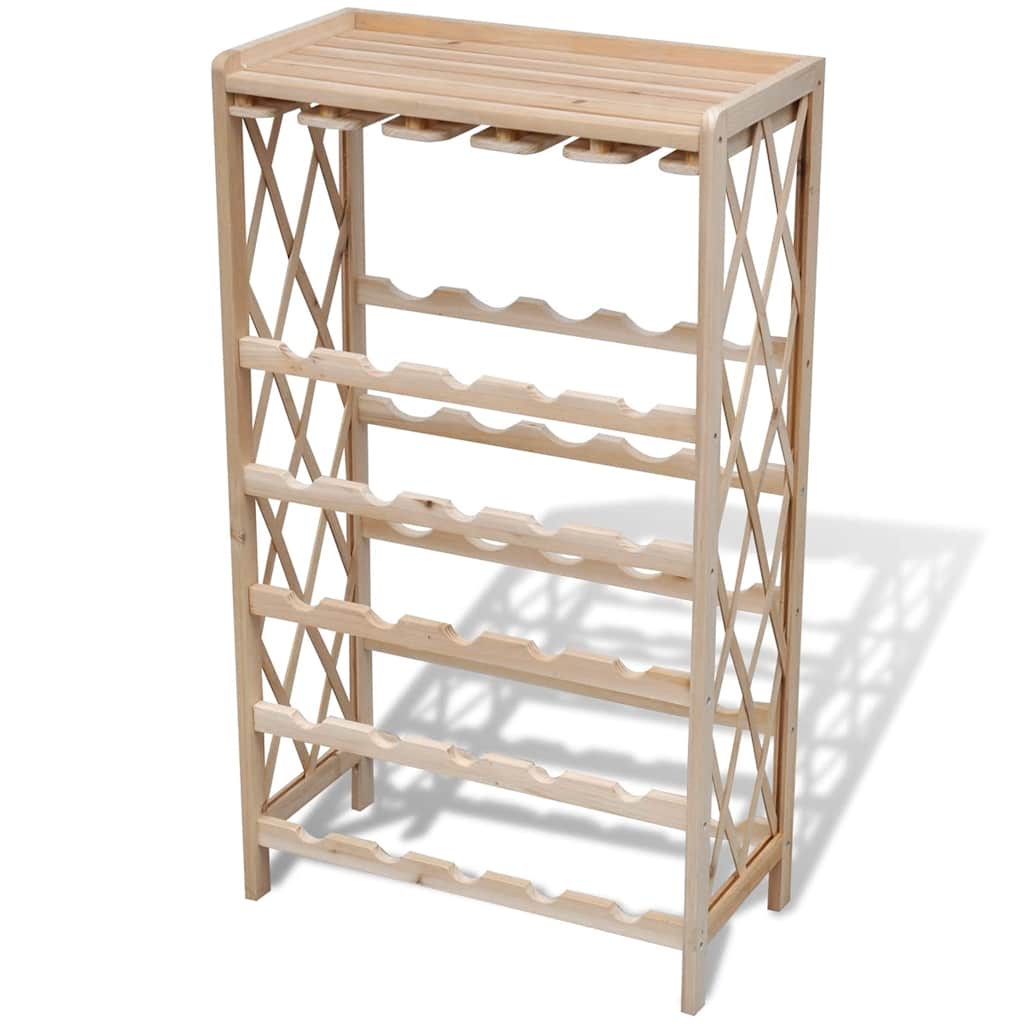 241068 vidaXL Wine Rack for 25 Bottles Solid Fir Wood