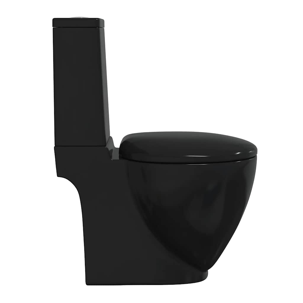 WC Ceramic Toilet Bathroom Round Toilet Bottom Water Flow Black