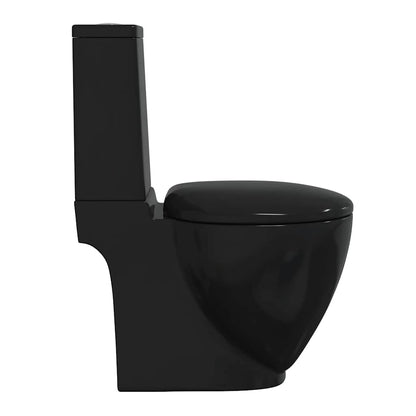 WC Ceramic Toilet Bathroom Round Toilet Bottom Water Flow Black