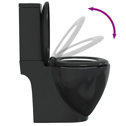 WC Ceramic Toilet Bathroom Round Toilet Bottom Water Flow Black