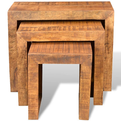 241130 vidaXL Nesting Table Set 3 Pieces Solid Mango Wood