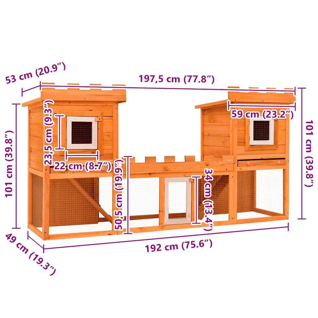 170174 vidaXL Outdoor Large Rabbit Hutch House Pet Cage Double House