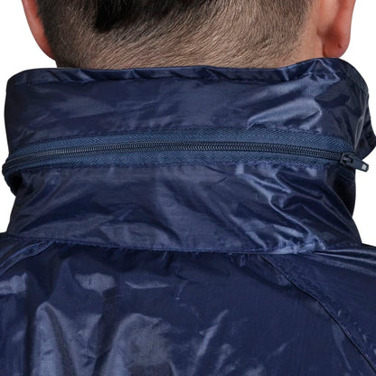Men's Navy Blue 2-Piece Rain Suit with Hood XL