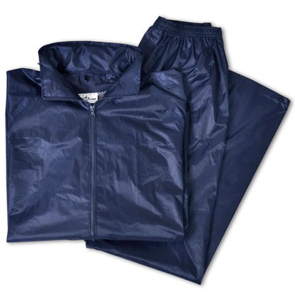 Men's Navy Blue 2-Piece Rain Suit with Hood XL