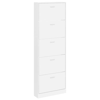 White Wooden Shoe Cabinet with 5 Compartments