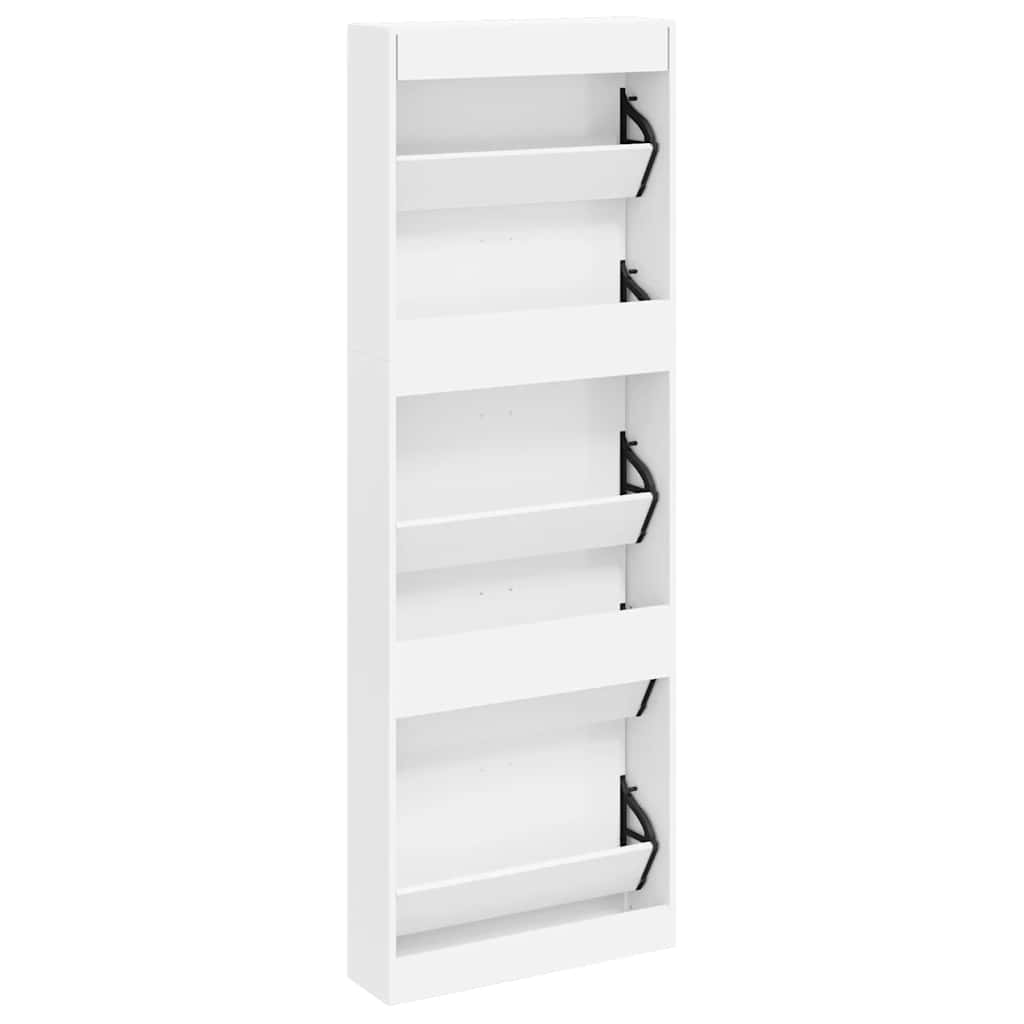 White Wooden Shoe Cabinet with 5 Compartments