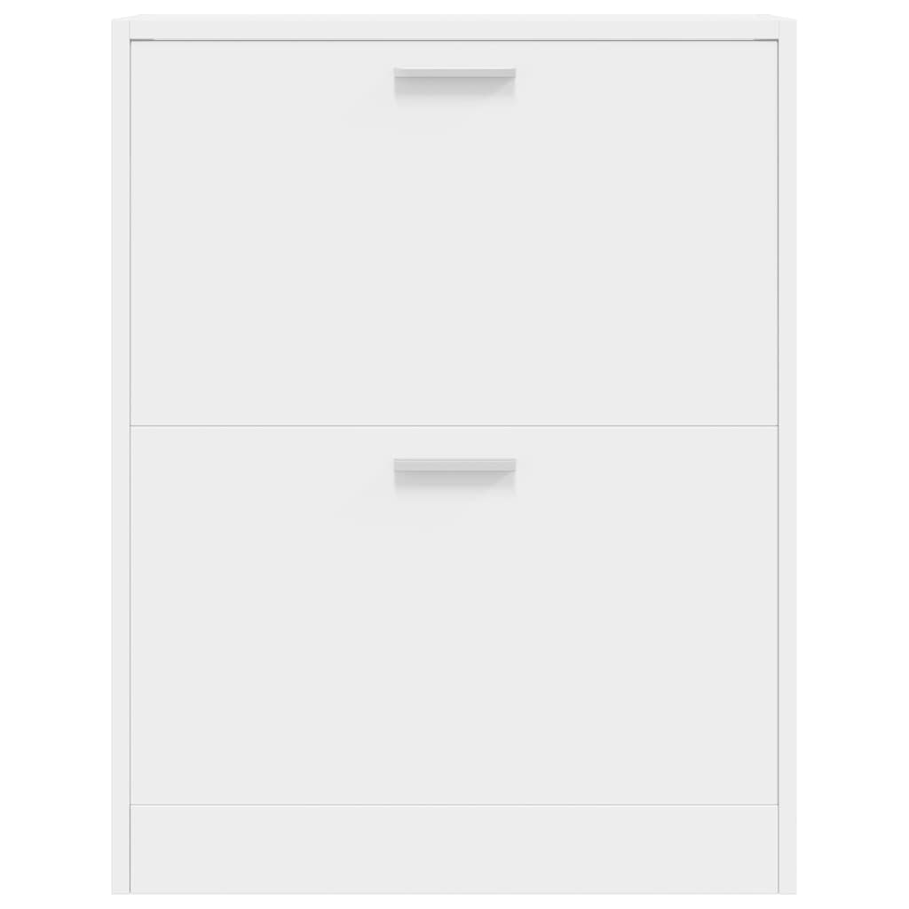 White Wooden Shoe Cabinet with 2 Compartments