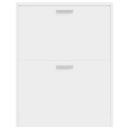 White Wooden Shoe Cabinet with 2 Compartments