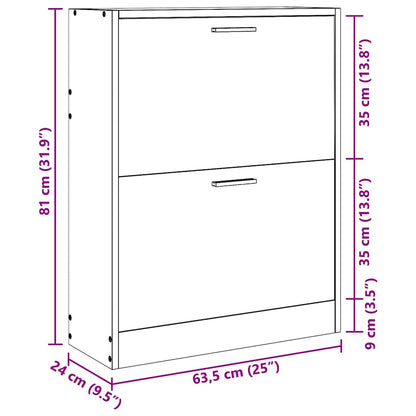 White Wooden Shoe Cabinet with 2 Compartments