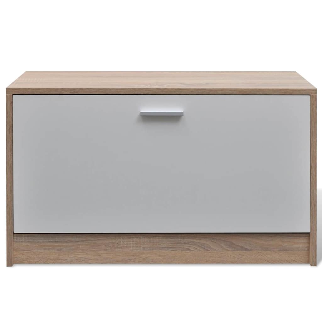 Oak and White 3-in-1 Wooden Shoe Cabinet Set
