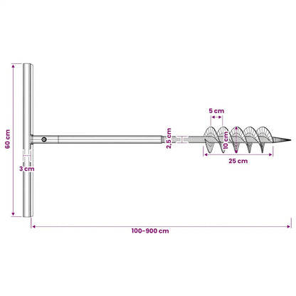 Ground Drill with Handle 100 mm with Extension Tube 9 m Steel