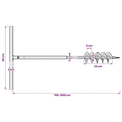 Ground Drill with Handle 100 mm with Extension Tube 13 m Steel