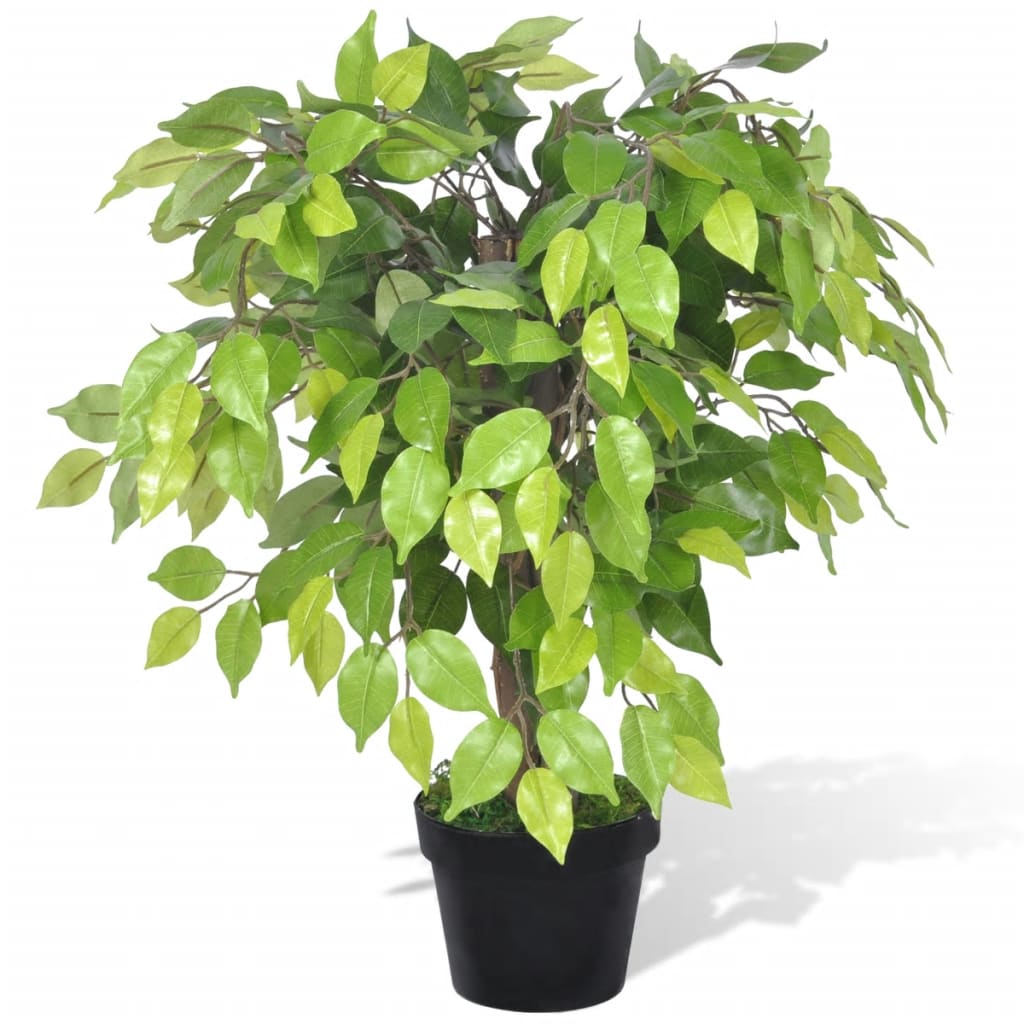 Artificial Dwarf Ficus with Pot 60 cm displaying realistic 420 green leaves ideal for home decor.