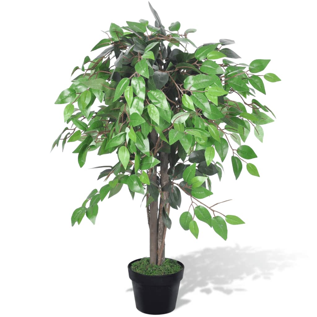 Artificial Plant Ficus Tree with Pot 90 cm, showcasing its lifelike design and detailed 420 leaves, perfect for home decor.