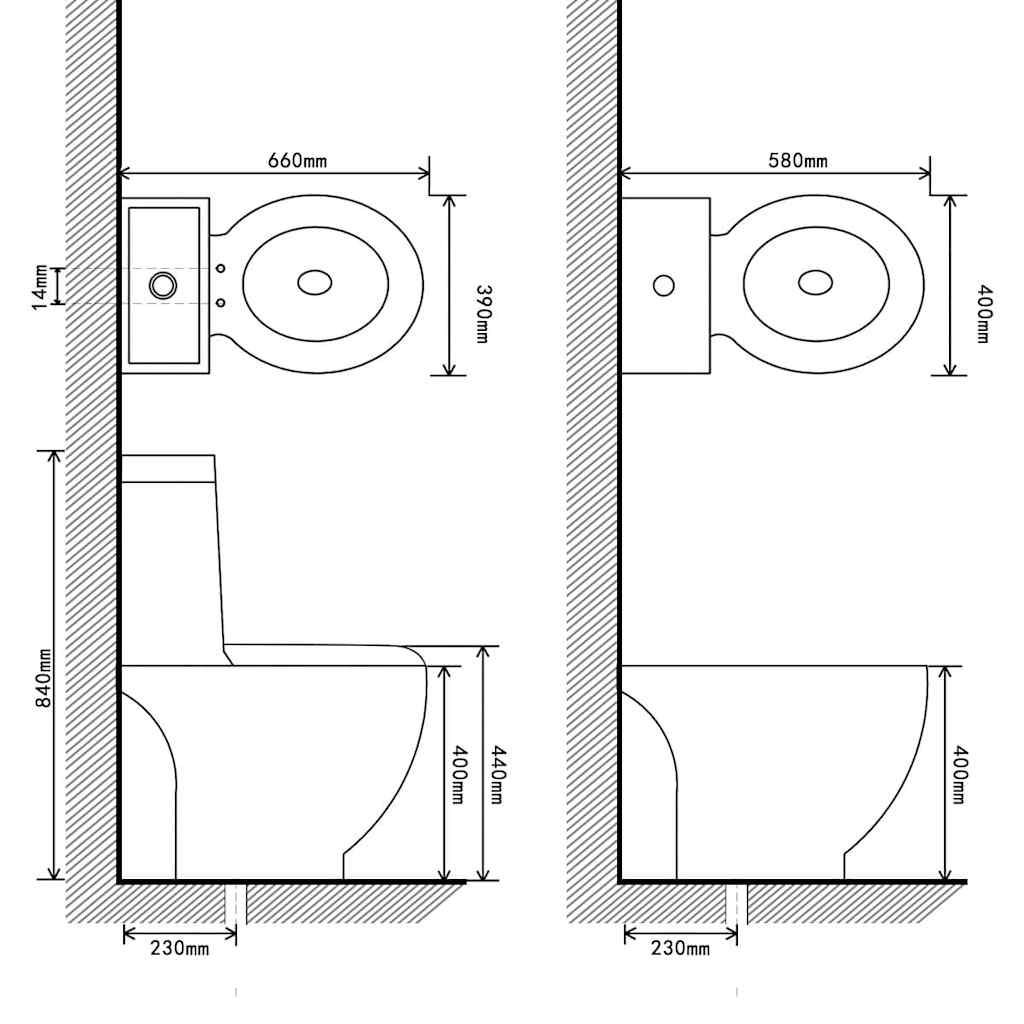 White Ceramic Toilet & Bidet Set