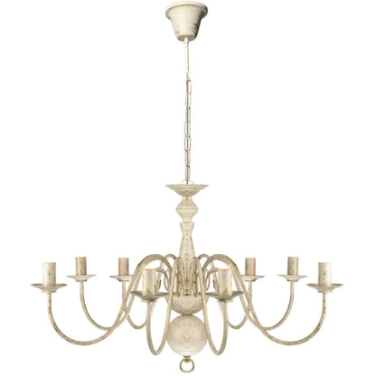 Antique White Metal Chandelier 8 x E14 Bulbs