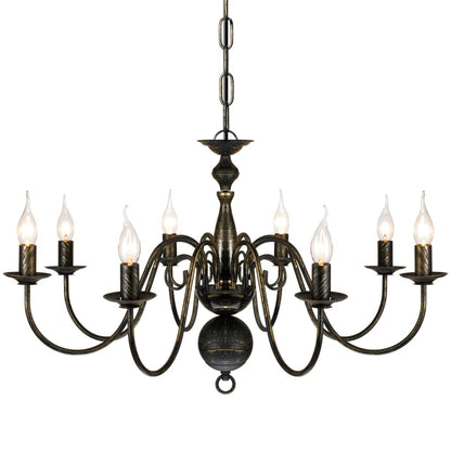 Antique Black Metal Chandelier 8 x E14 Bulbs