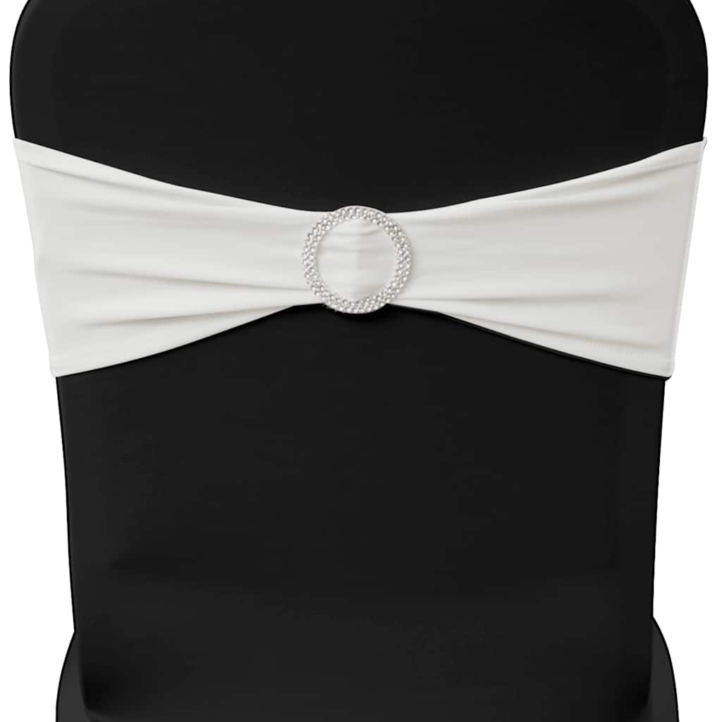 25 pcs Cream Stretchable Decorative Chair Band with Diamond Buckle