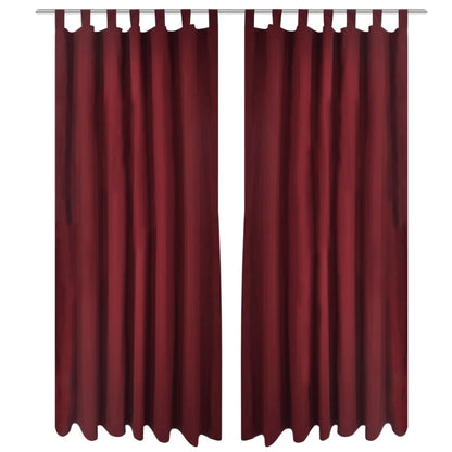 2 pcs Bordeaux Micro-Satin Curtains with Loops 140 x 175 cm