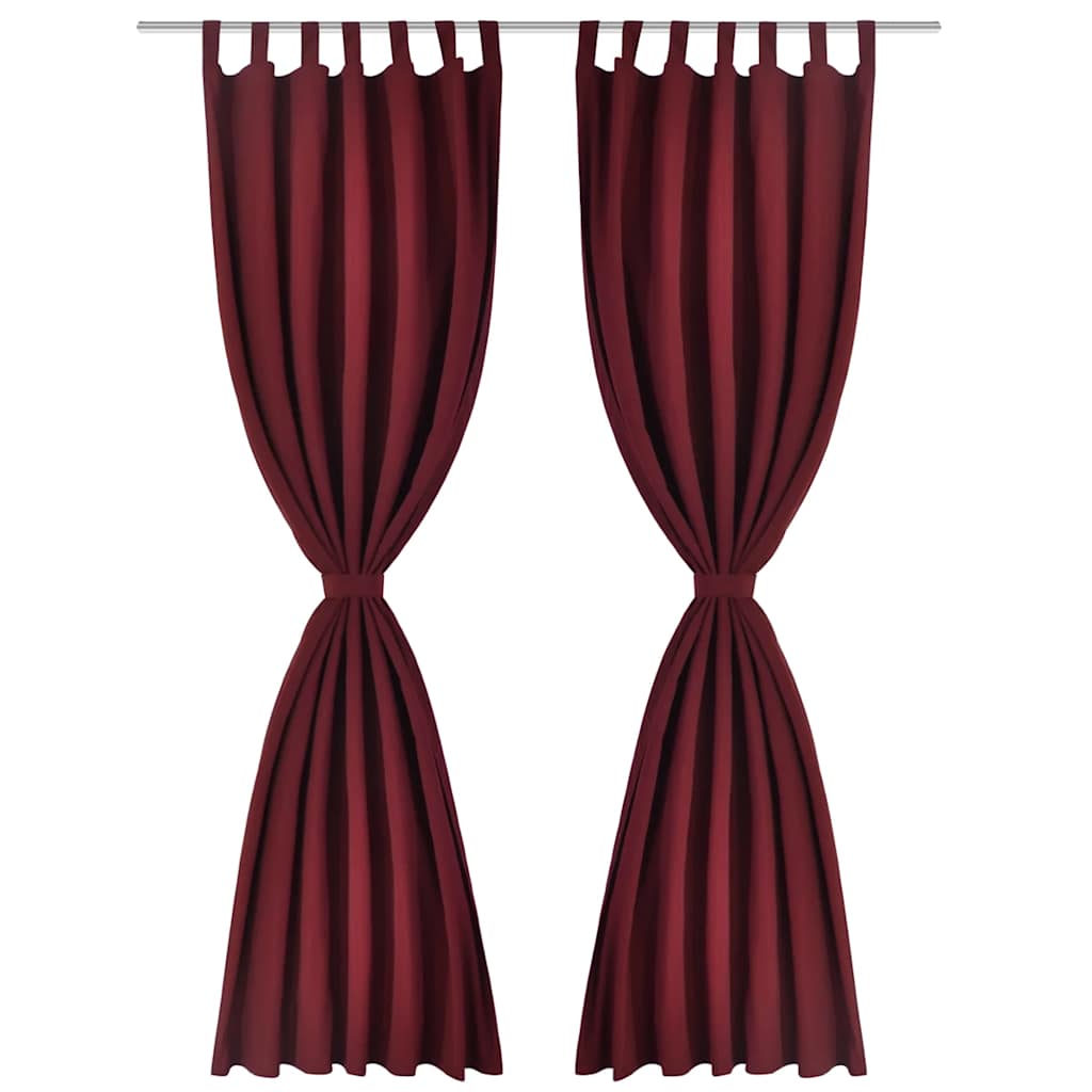 2 pcs Bordeaux Micro-Satin Curtains with Loops 140 x 175 cm