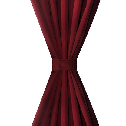 2 pcs Bordeaux Micro-Satin Curtains with Loops 140 x 175 cm