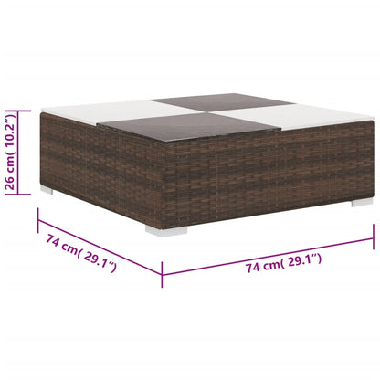 6 Piece Garden Lounge Set with Cushions Poly Rattan Brown