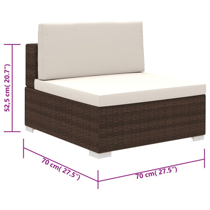 6 Piece Garden Lounge Set with Cushions Poly Rattan Brown