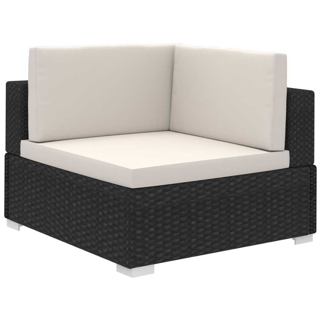 Patio Furniture | Black and Cream | Poly Rattan, Steel, Polyester | Large