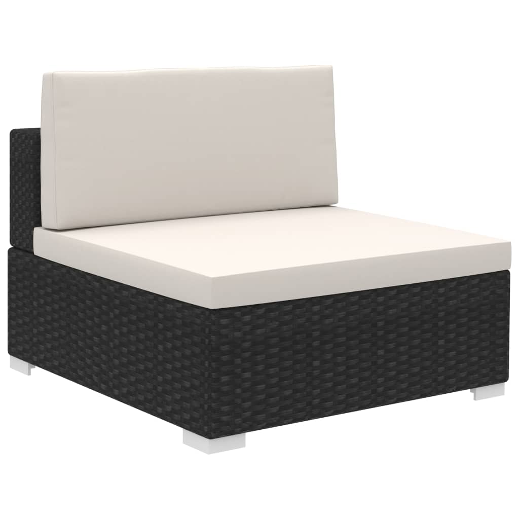 Patio Furniture | Black and Cream | Poly Rattan, Steel, Polyester | Large