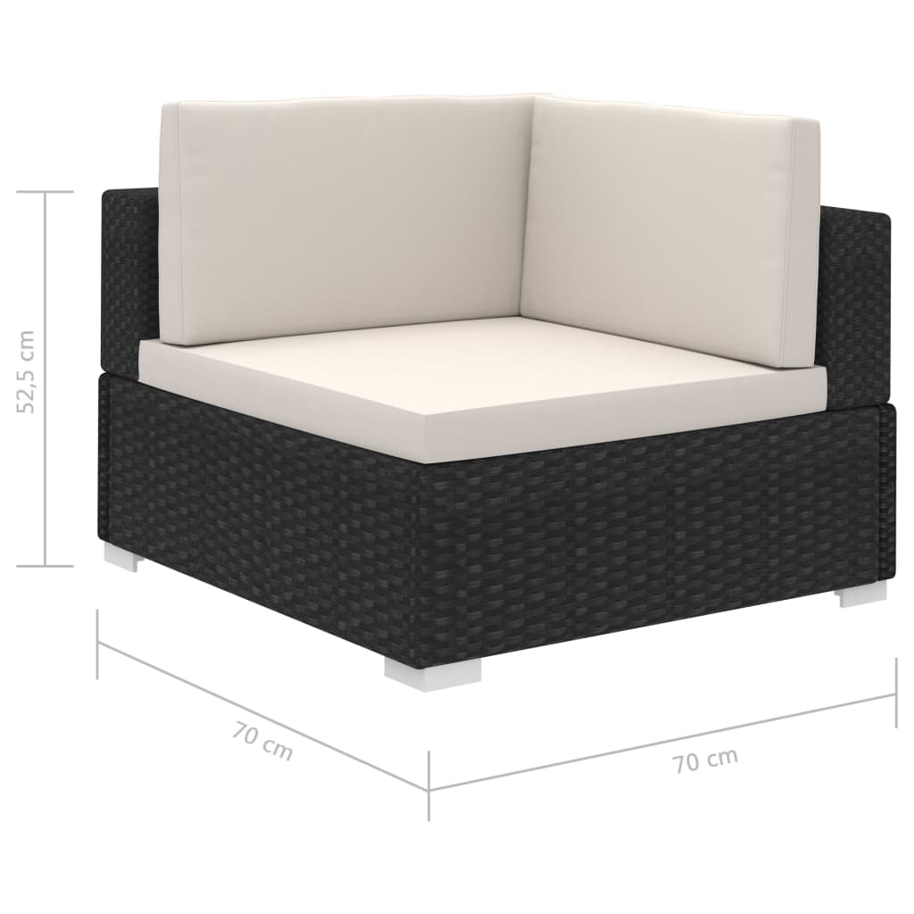 Patio Furniture | Black and Cream | Poly Rattan, Steel, Polyester | Large