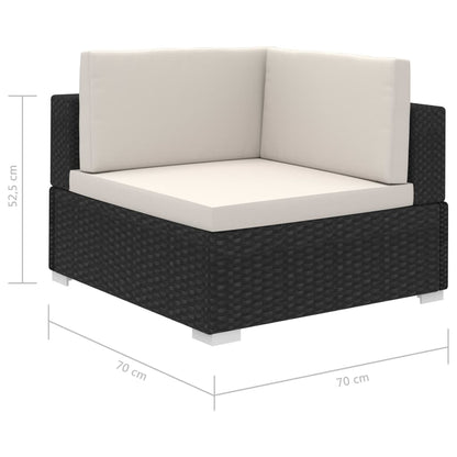 Patio Furniture | Black and Cream | Poly Rattan, Steel, Polyester | Large