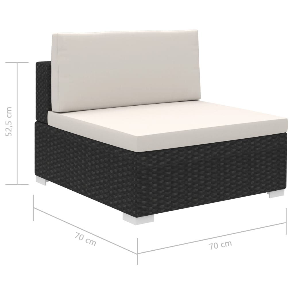 Patio Furniture | Black and Cream | Poly Rattan, Steel, Polyester | Large
