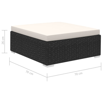 Patio Furniture | Black and Cream | Poly Rattan, Steel, Polyester | Large