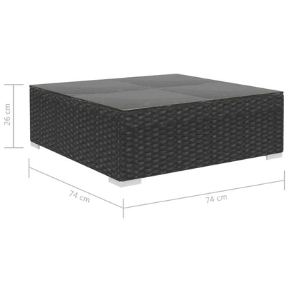 Patio Furniture | Black and Cream | Poly Rattan, Steel, Polyester | Large